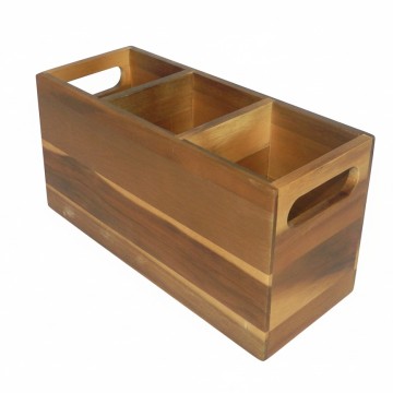 Acacia Wood 3-Compartment Drawer Organizer with Handles - Versatile Storage Solution